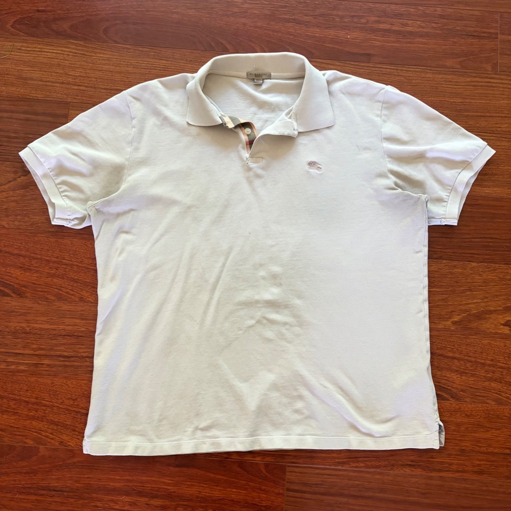 Burberry Brit Mens Pique Polo Shirt Short Sleeve Cream Off White Logo Size XXL